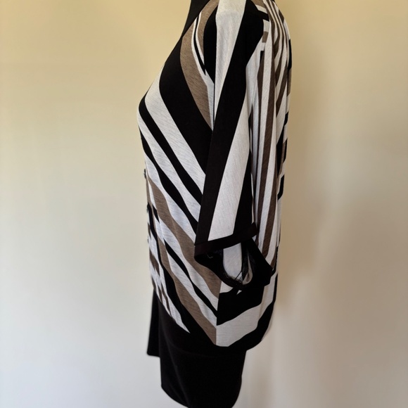 Frank Lyman Design Vintage Striped Black, White & Brown Top - Picture 4 of 8